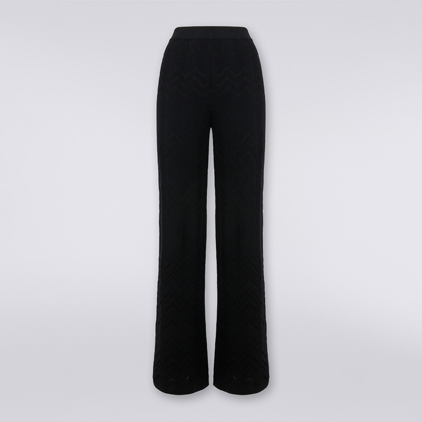 Flared English-ribbed wool and viscose chevron trousers - 6