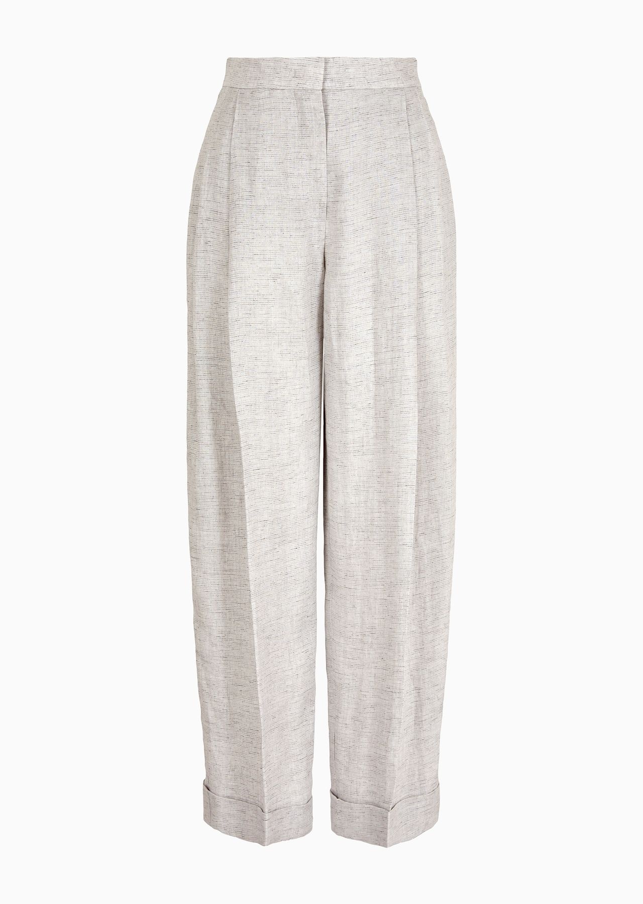 Faded linen trousers with darts and turn-ups - 1