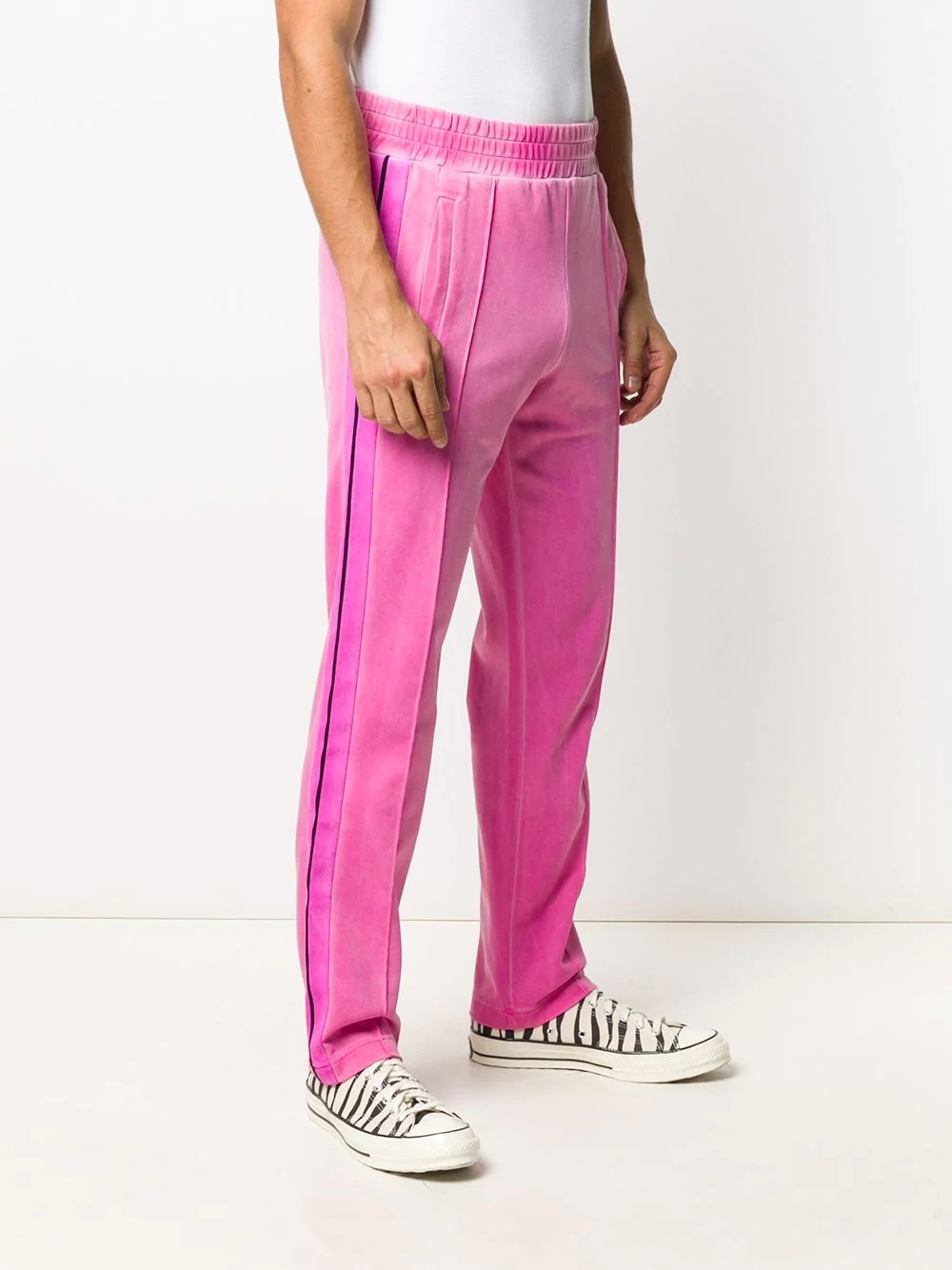 side-stripe velvet track pants - 3