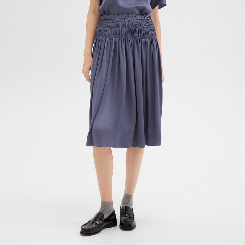 Gathered Midi Skirt in Recycled Satin 5