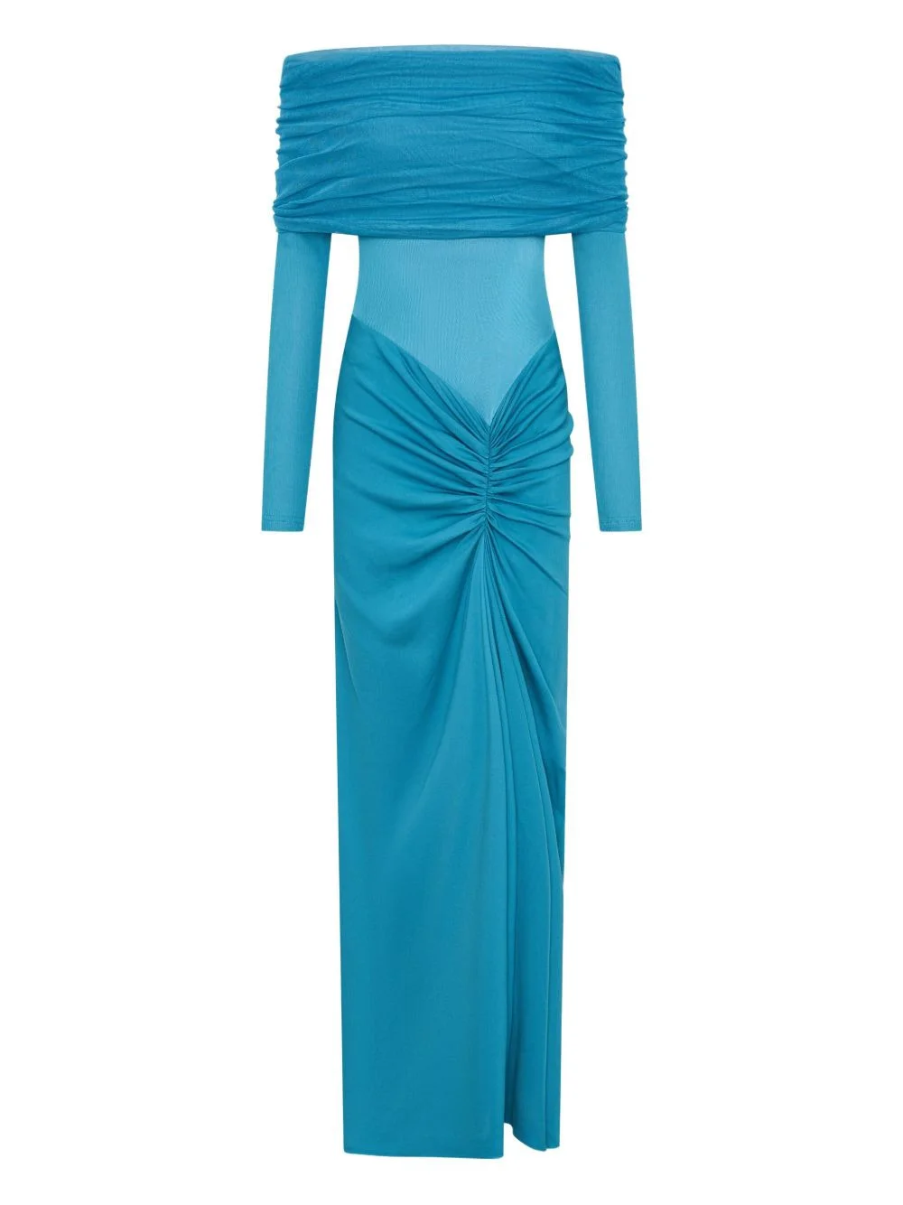 Sonora Veiled off-shoulder ruched long dress - 1