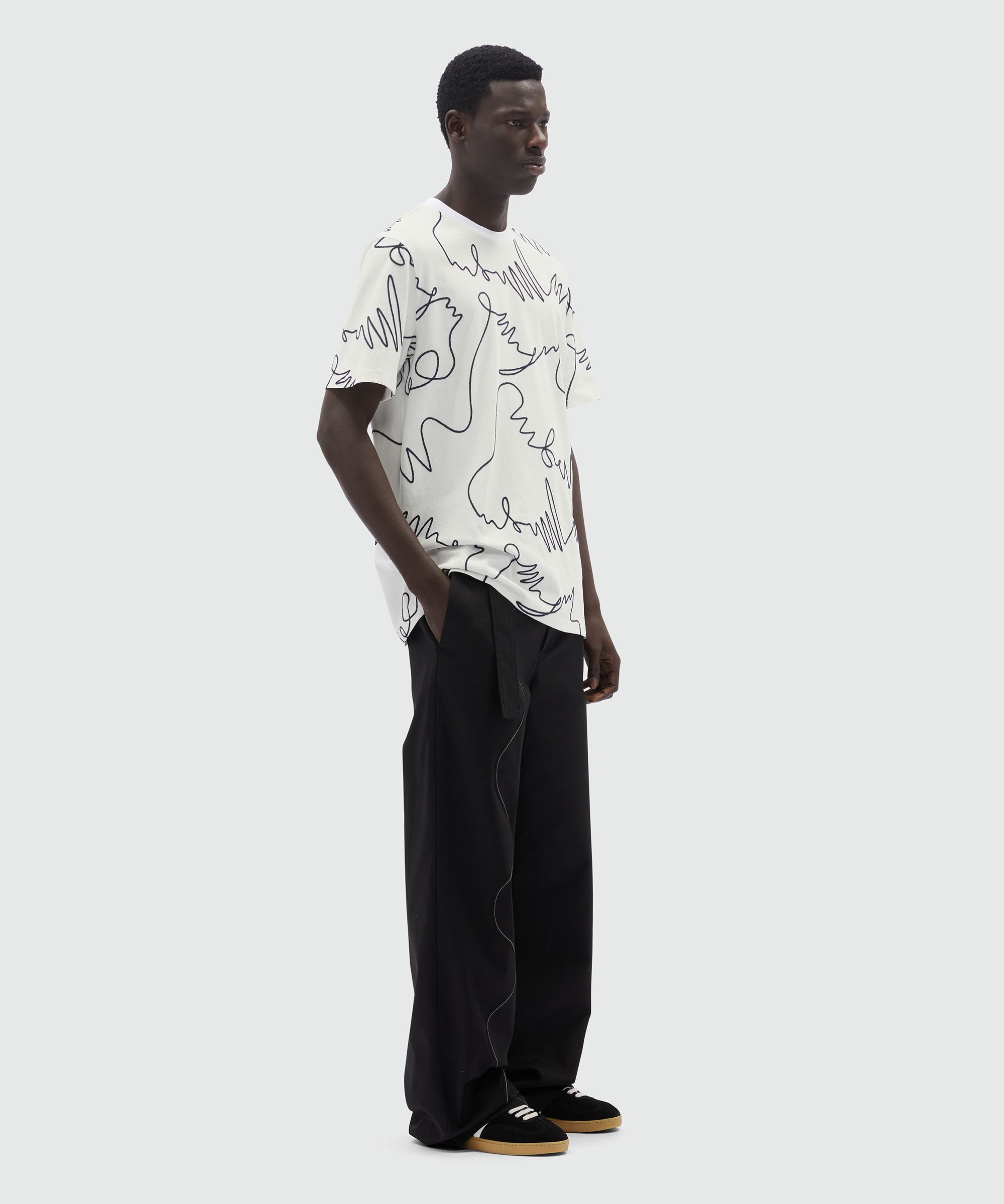 White jersey T-Shirt with logo embroidery - 4