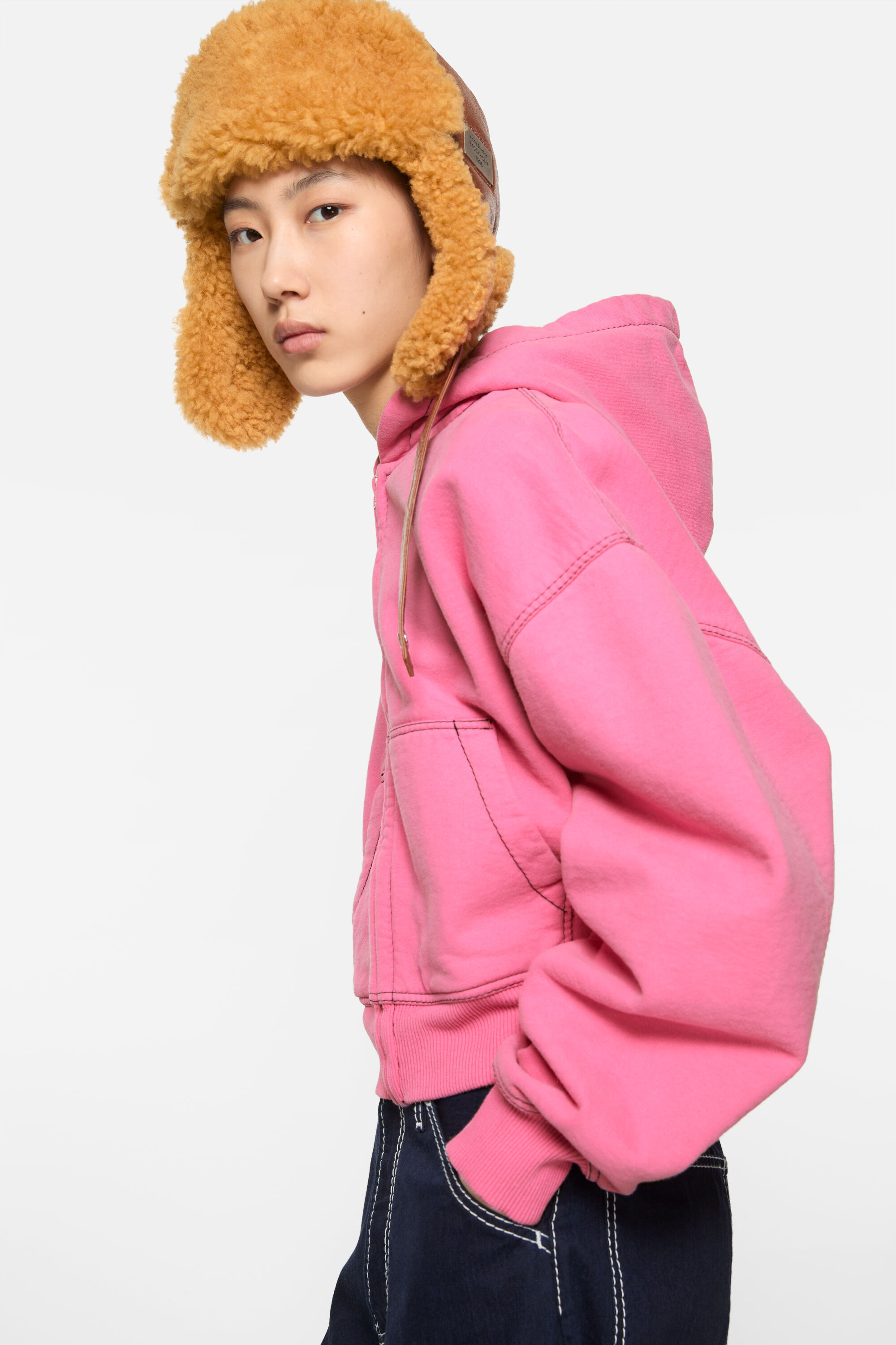 Hooded zip-up sweater - Pink - 5