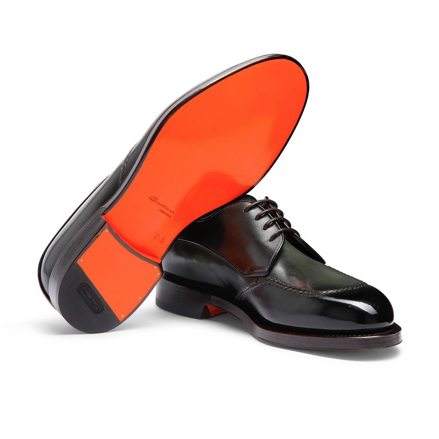 Men's green leather Derby shoe - 4