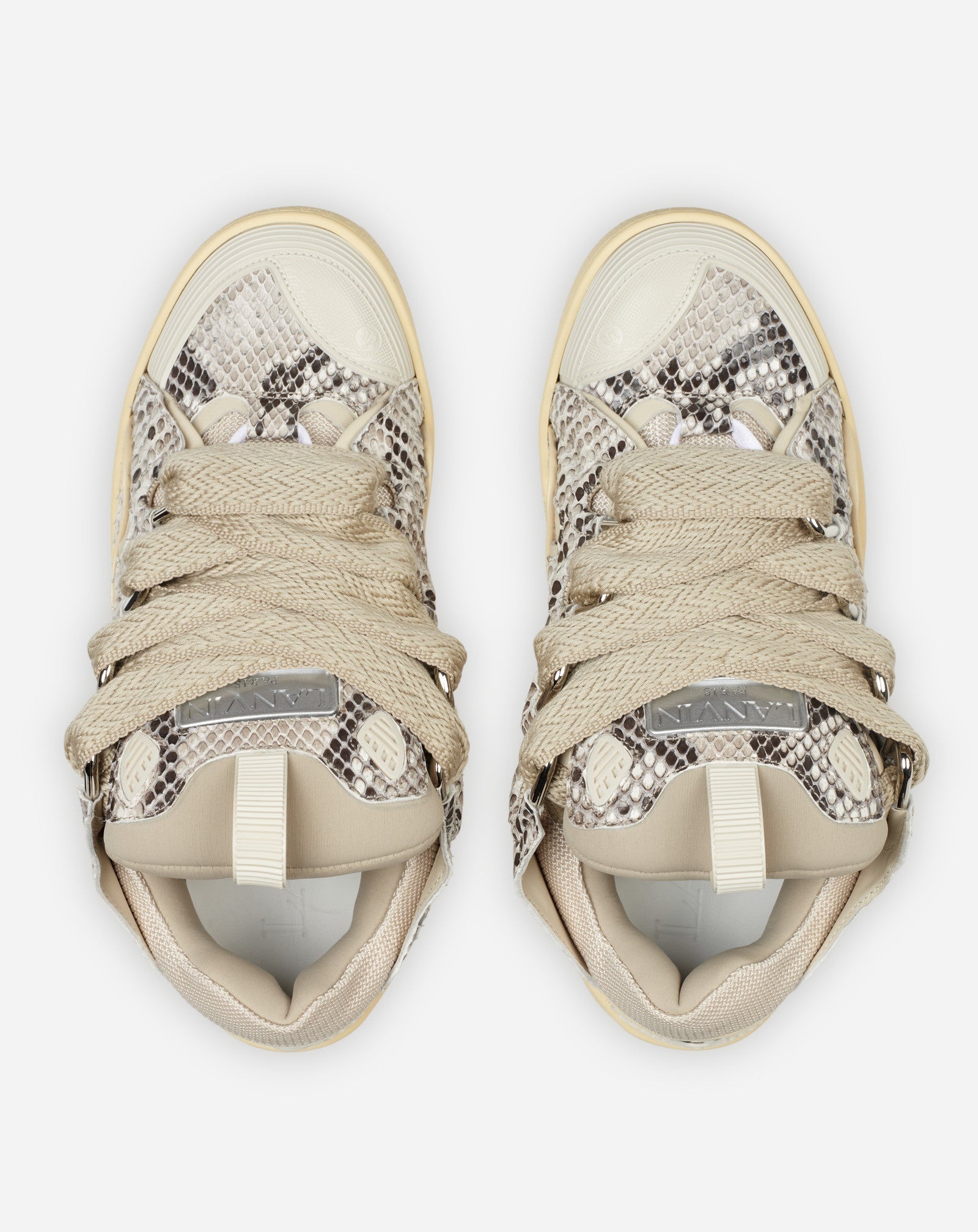 PYTHON PRINT LEATHER CURB SNEAKERS - 6