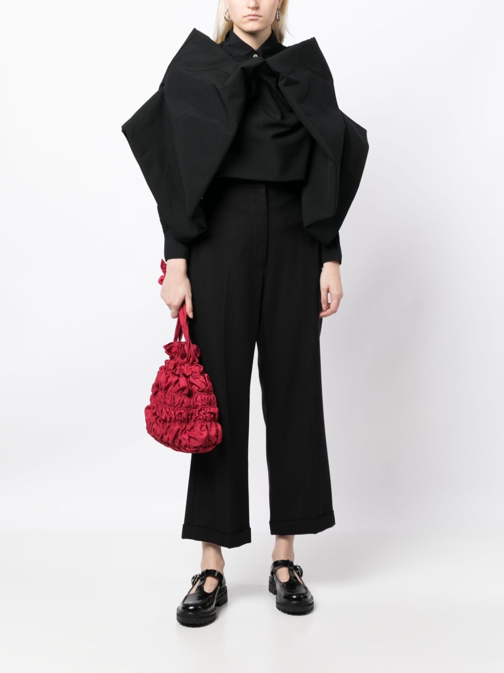 3D-detail layered wool top - 2
