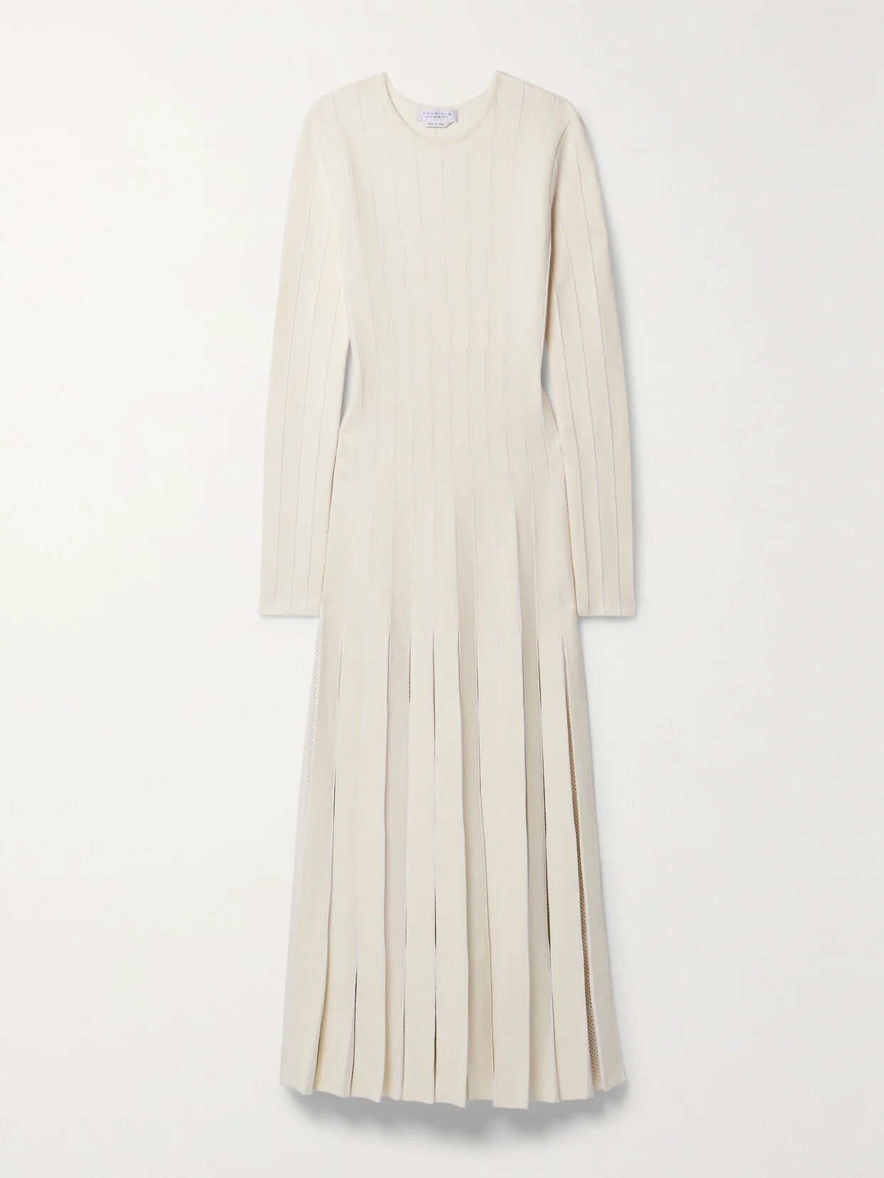 Walsh Crochet-trimmed Pleated Wool Midi Dress - 1