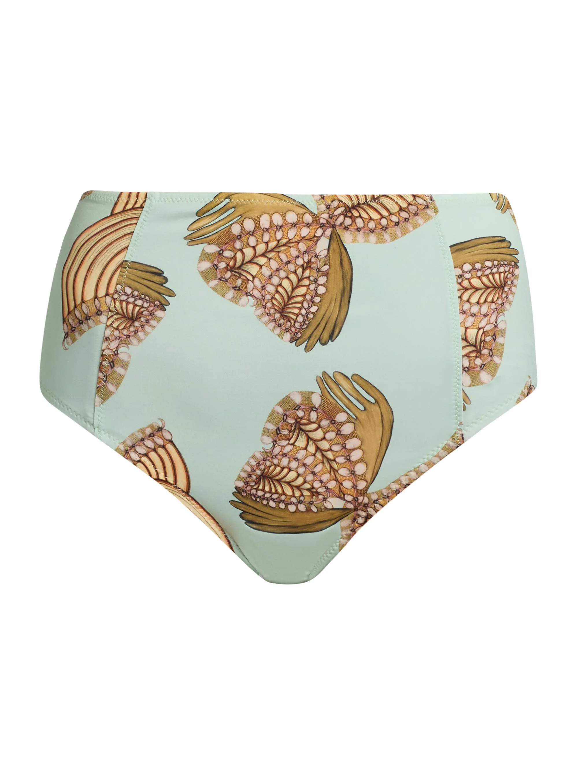 Women's Zahara High-Waisted Bikini Bottom - Water Blossoms - 1