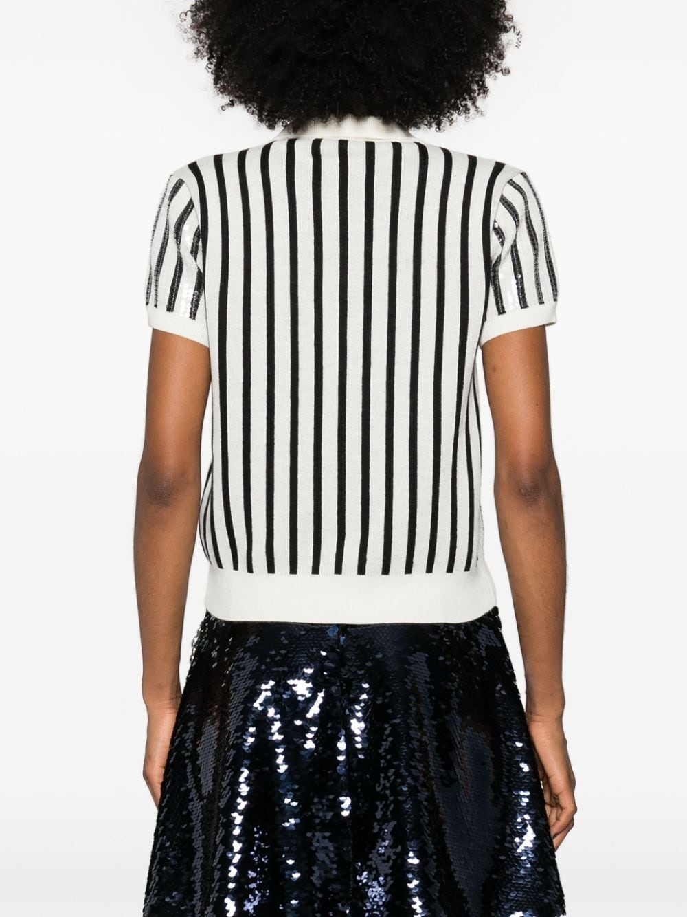 sequin-embellished striped polo jumper - 4