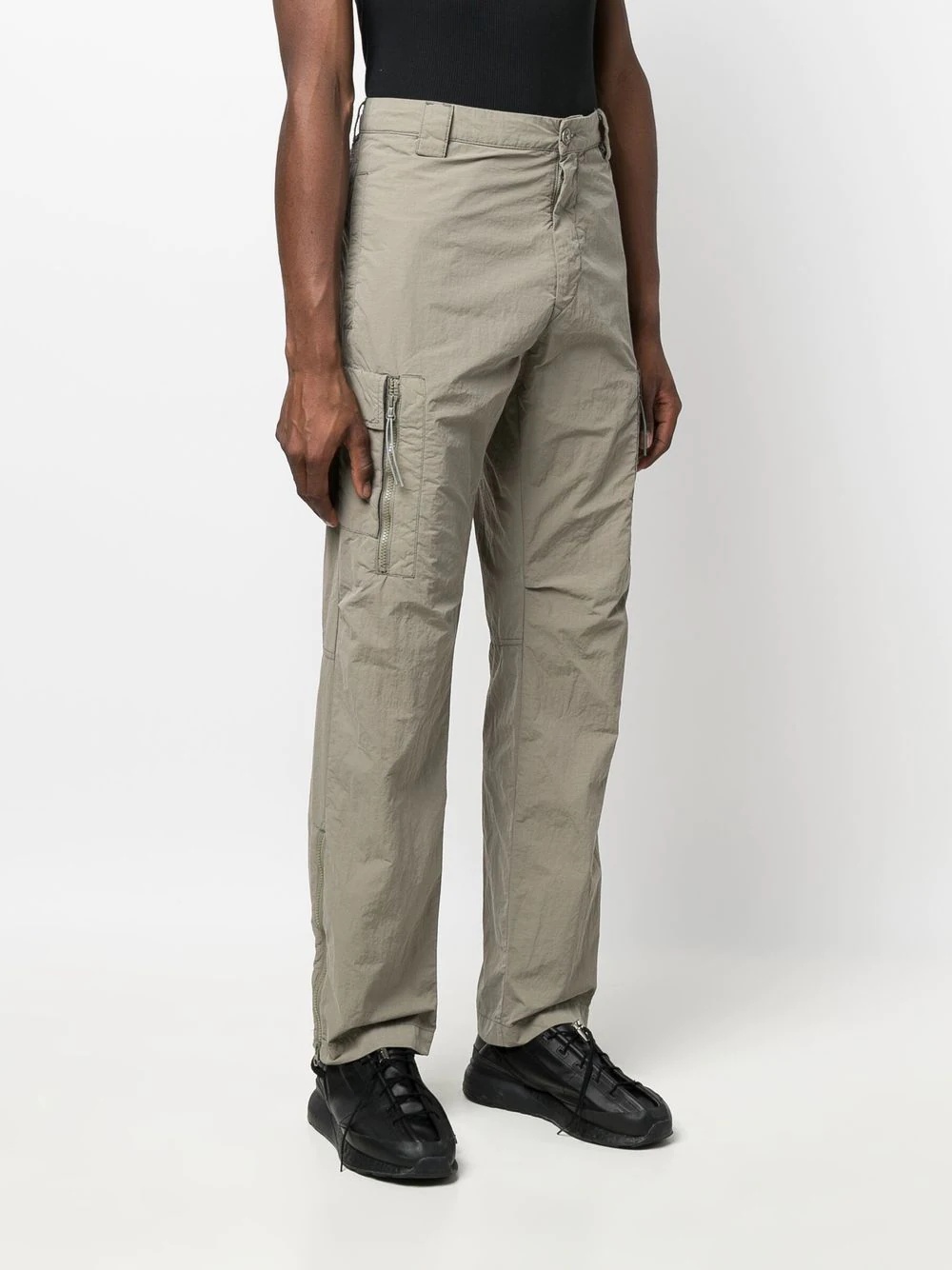 logo patch mid-rise cargo trousers - 3