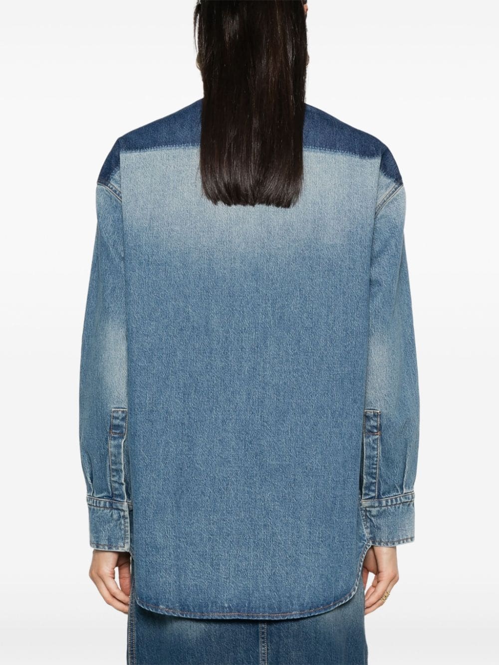 classic-collar denim shirt - 4