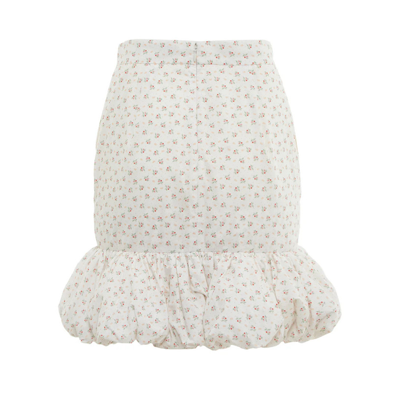 pushBUTTON White Floral Volume Hem Skirt outlook