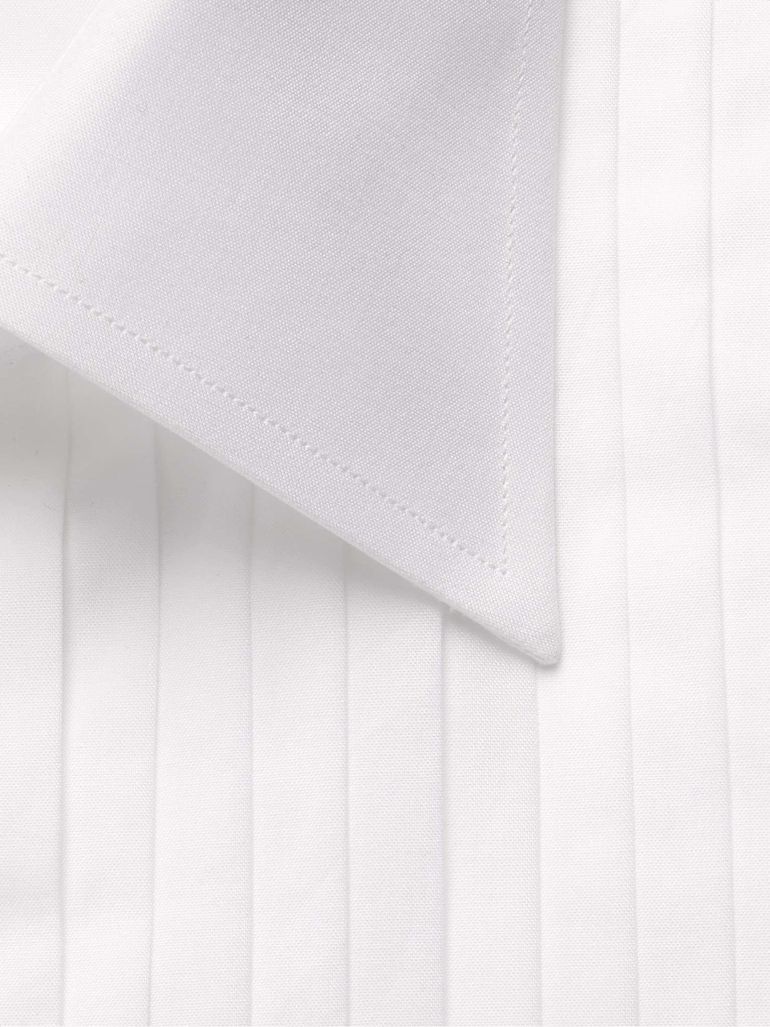 White Slim-Fit Pleated Bib-Front Cotton Shirt - 2