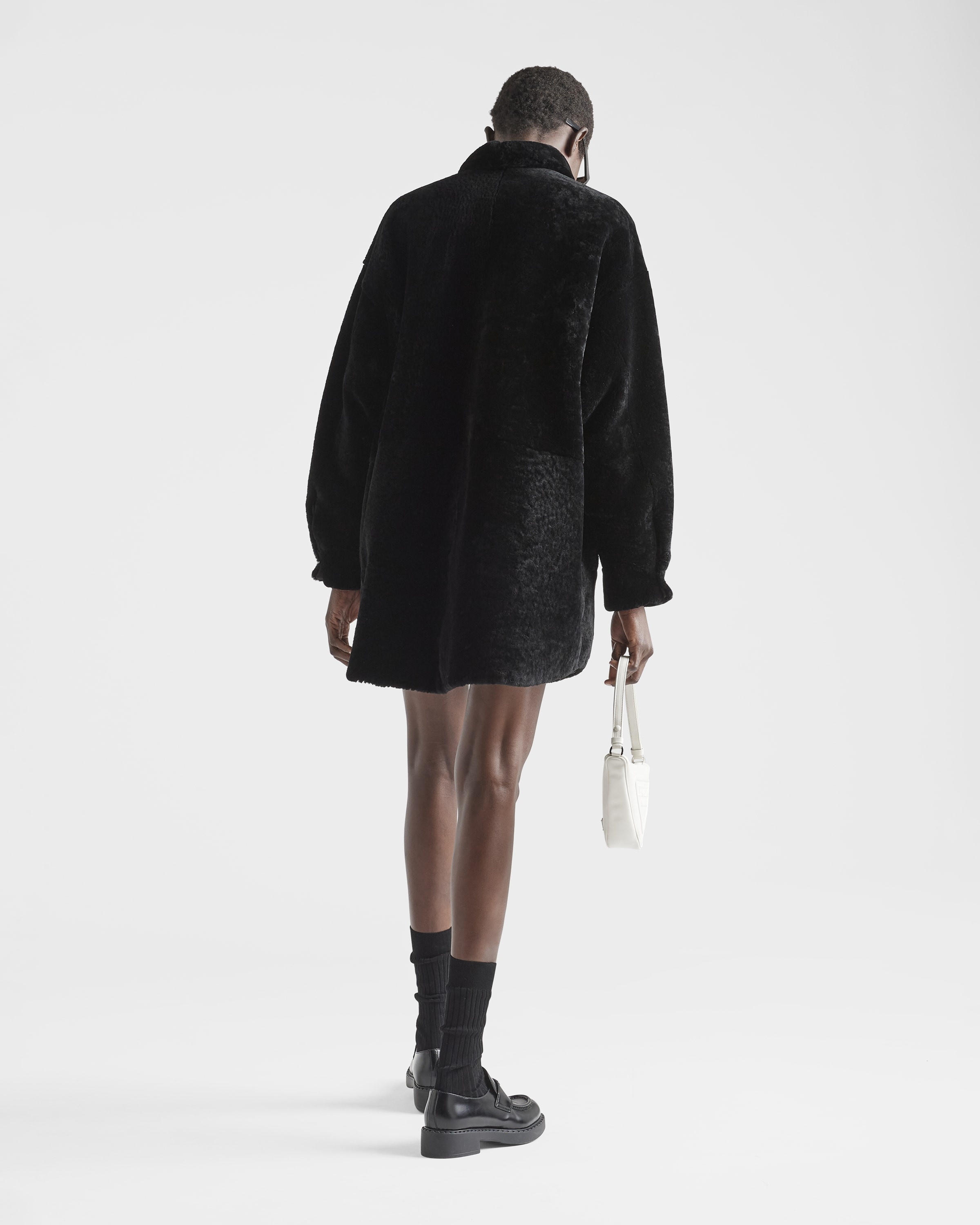 Reversible gabardine and shearling coat - 5