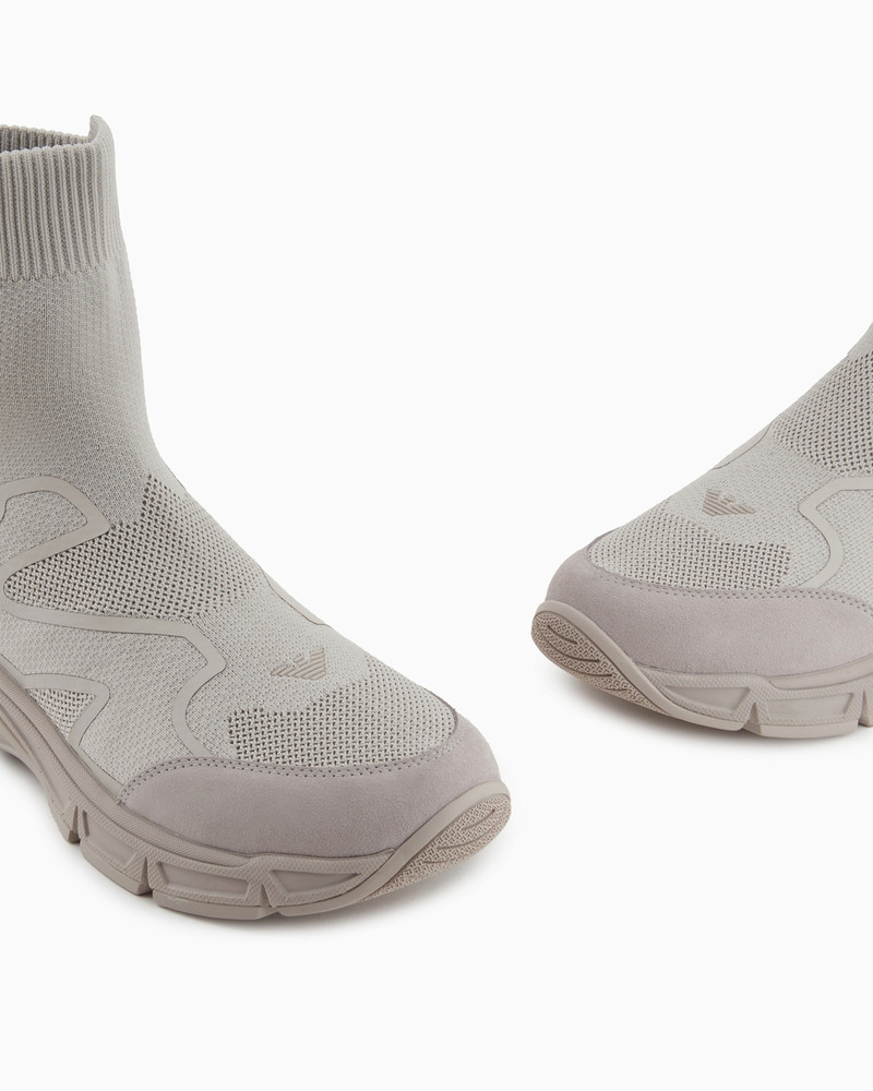 EMPORIO ARMANI KNIT SOCK SNEAKERS WITH SUEDE DETAILS outlook