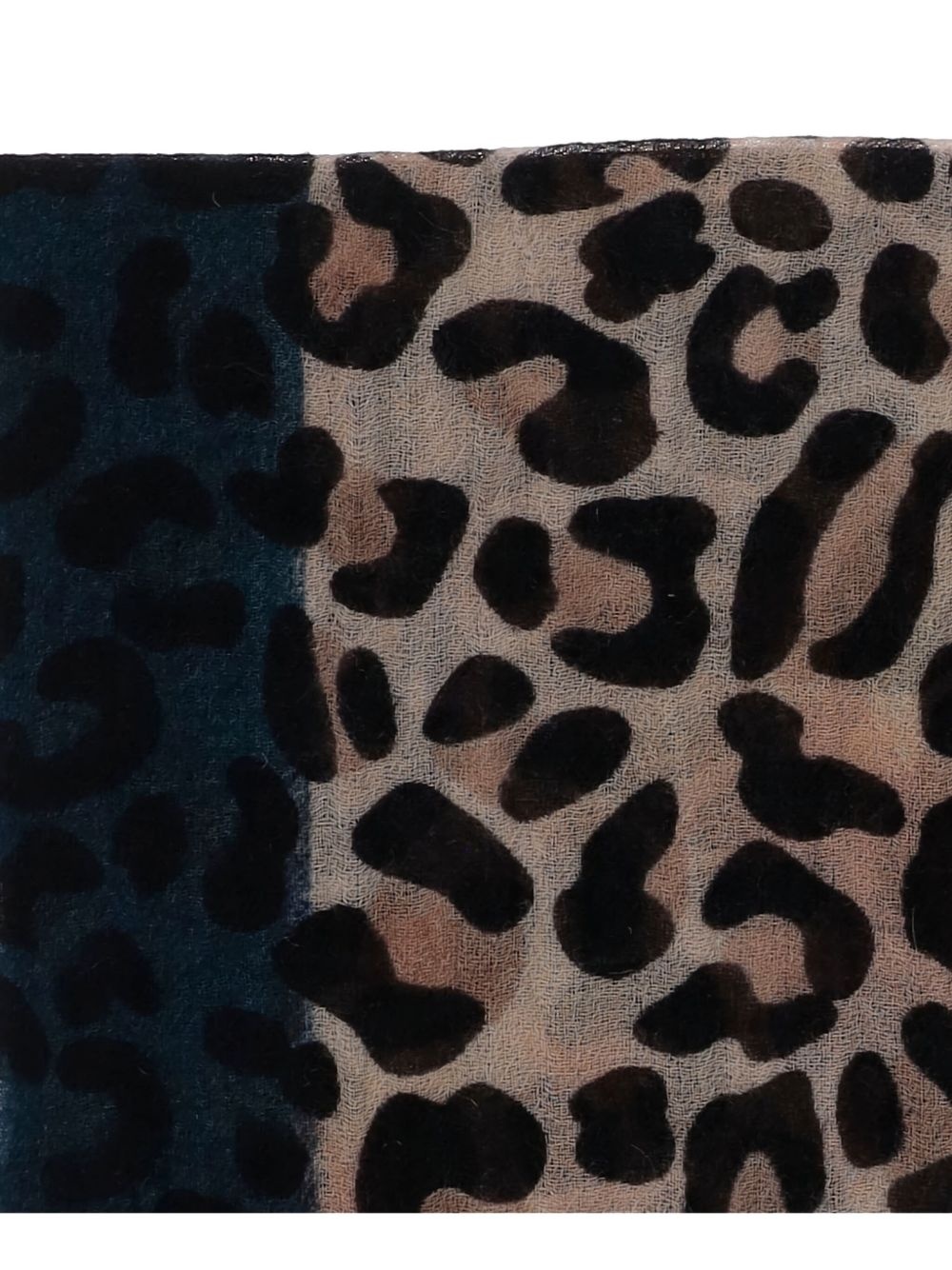 leopard-print panelled scarf - 2