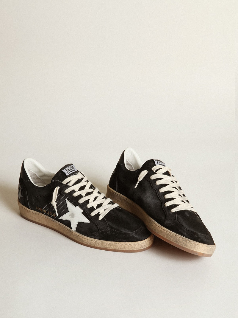 Golden Goose Men's Ball Star in black suede with white leather star outlook