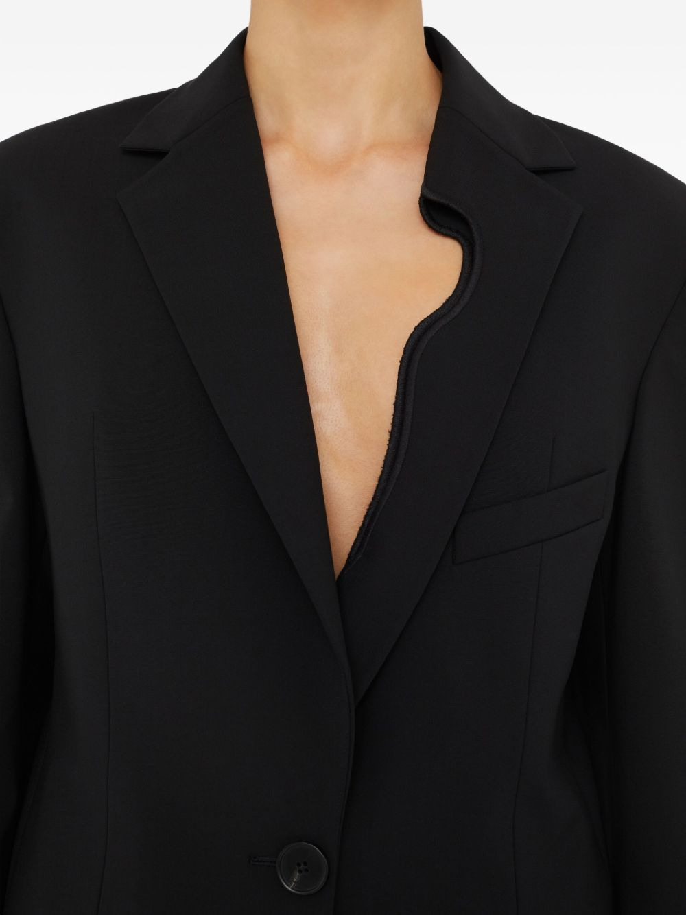 padded-shoulder single-button blazer - 5