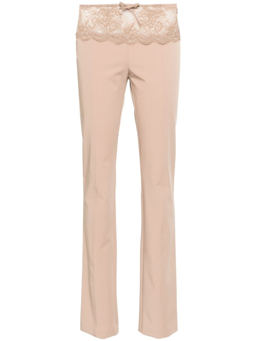 lace-panel slim-fit trousers - 1