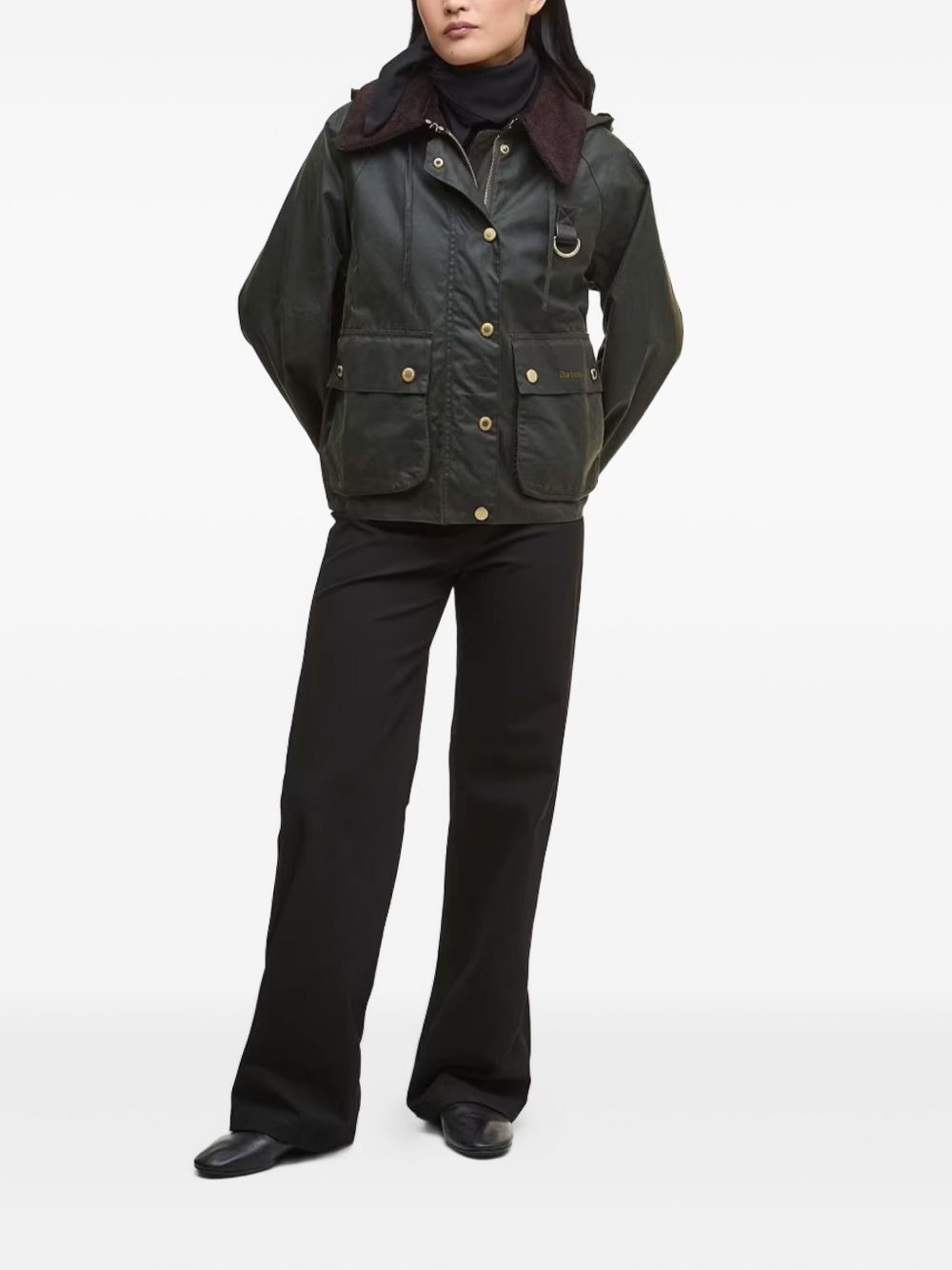 hooded corduroy-collar jacket - 2