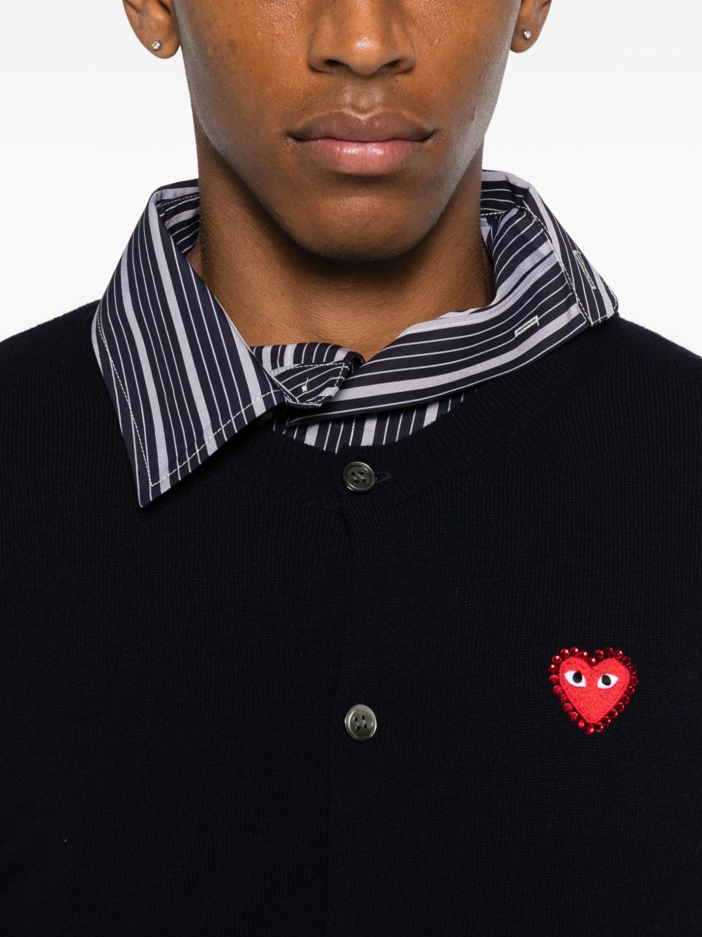 heart-emblem rhinestone-embellishment cardigan - 5
