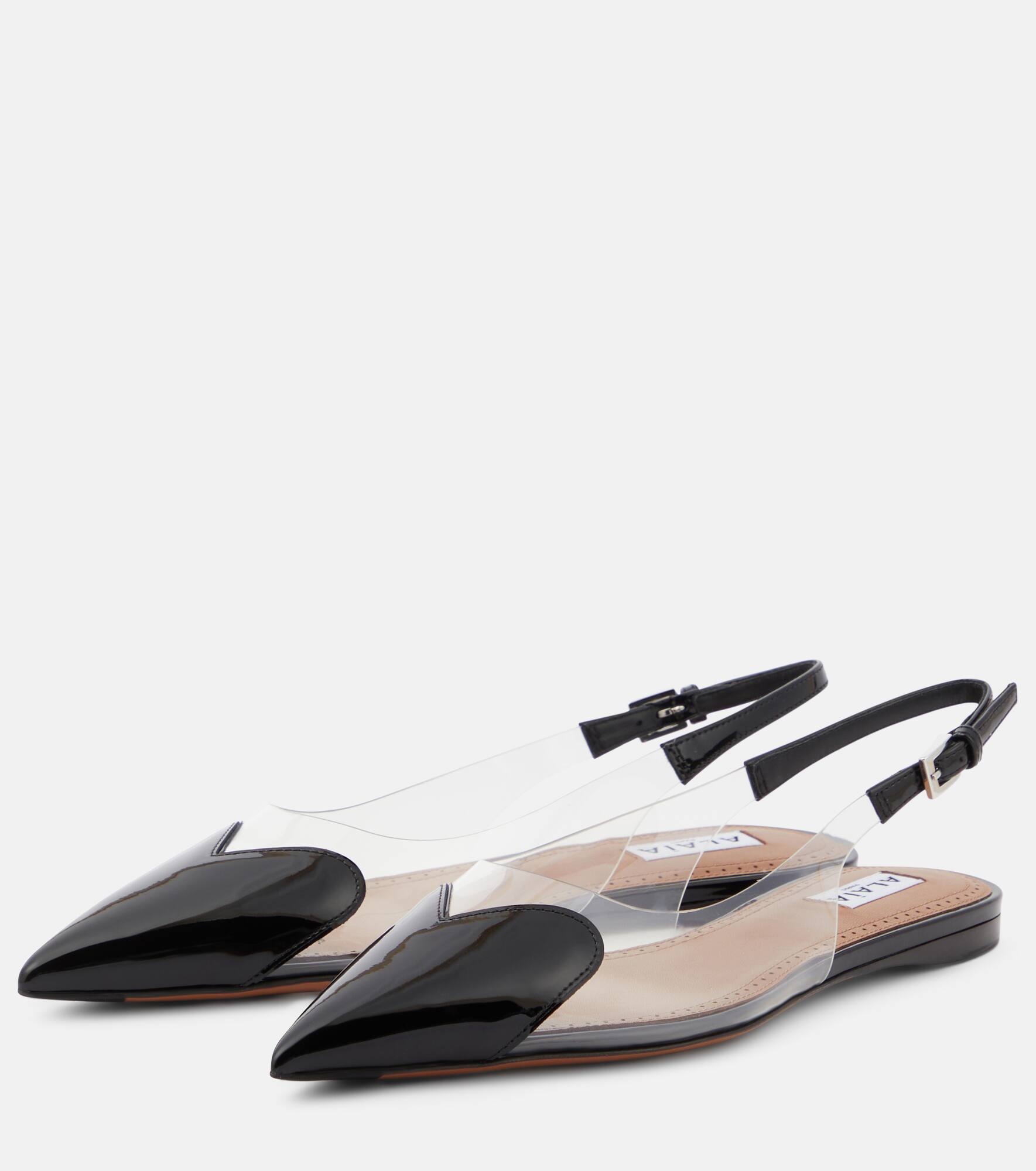 Le Cœur patent leather and PU slingback flats - 5