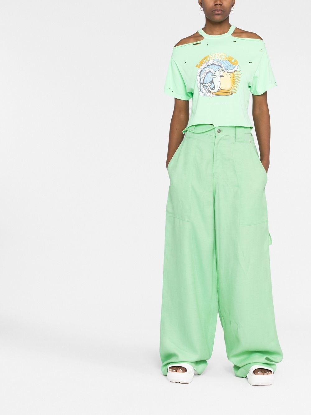 high-waisted wide-leg trousers - 2