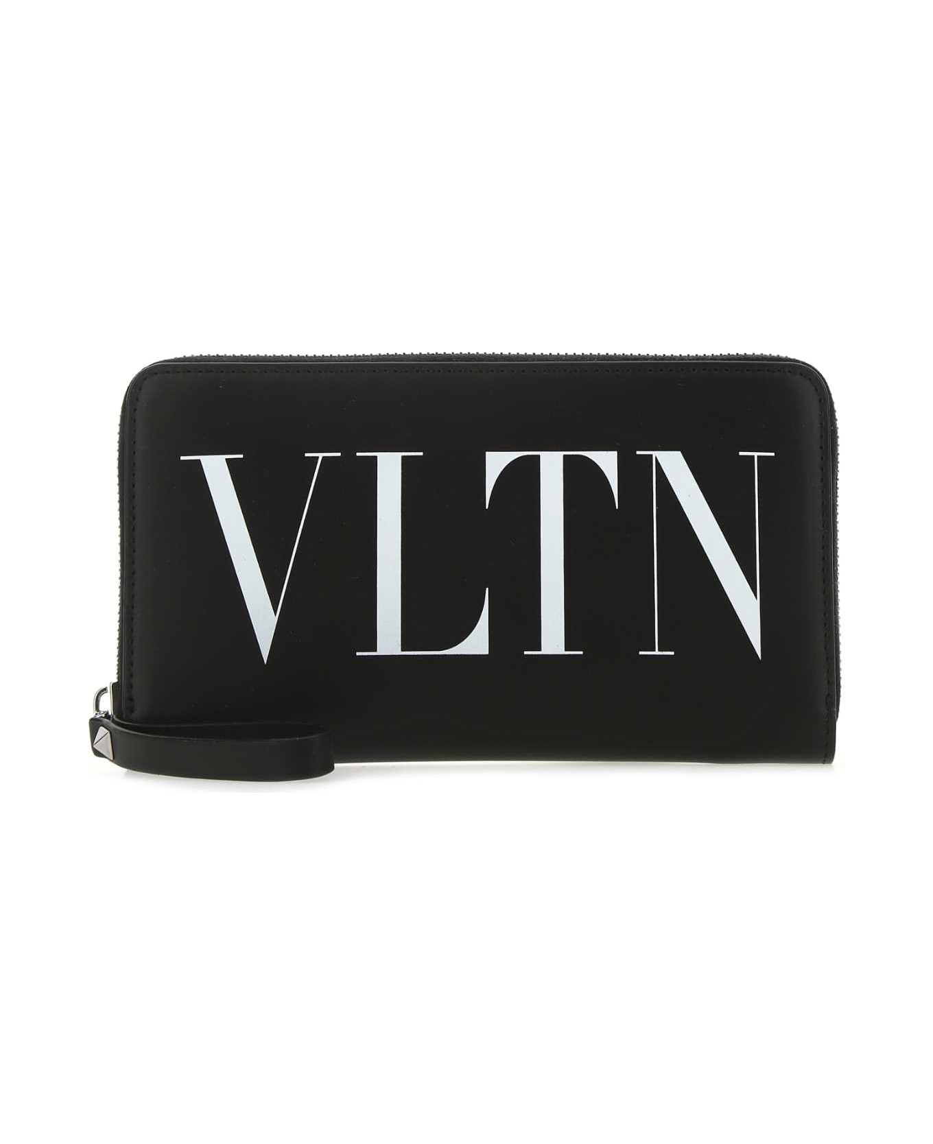 Black Leather Vltn Wallet - 1