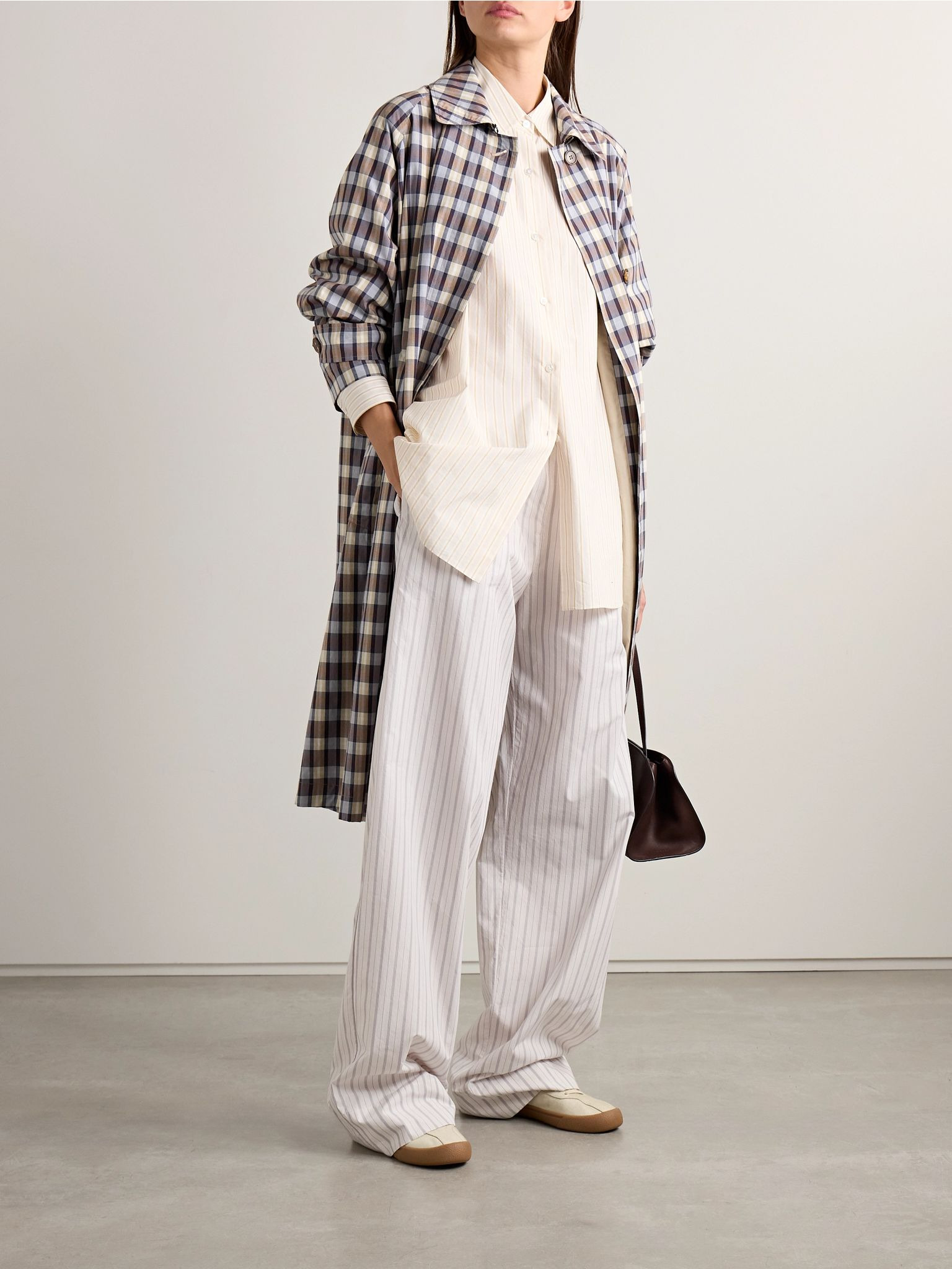 Hypnosta striped cotton-poplin wide-leg pants White - 2