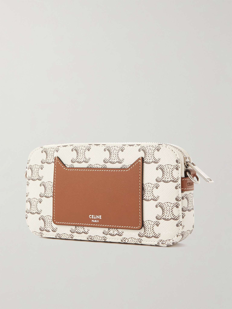 Small Triomphe Leather-Trimmed Logo-Print Coated-Canvas Messenger Bag 4