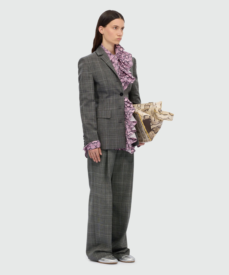Wide-leg Prince of Wales wool trousers. 4