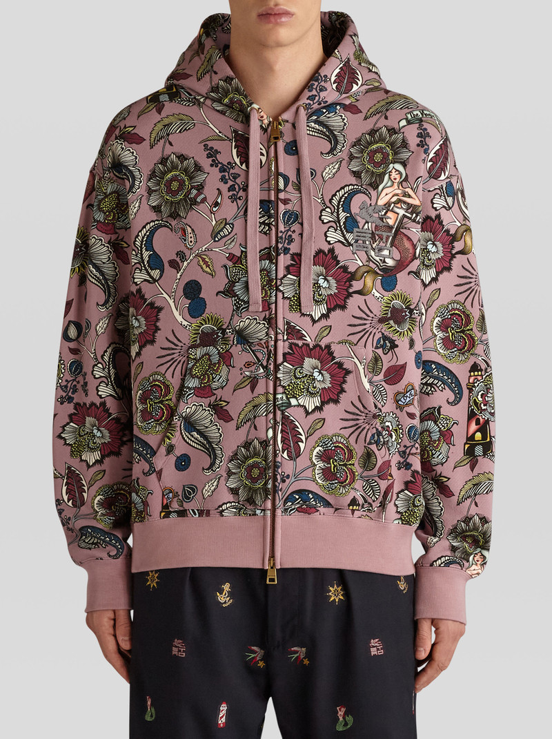 HOODED SWEATSHIRT WITH FLOWERS AND MERMAIDS 2