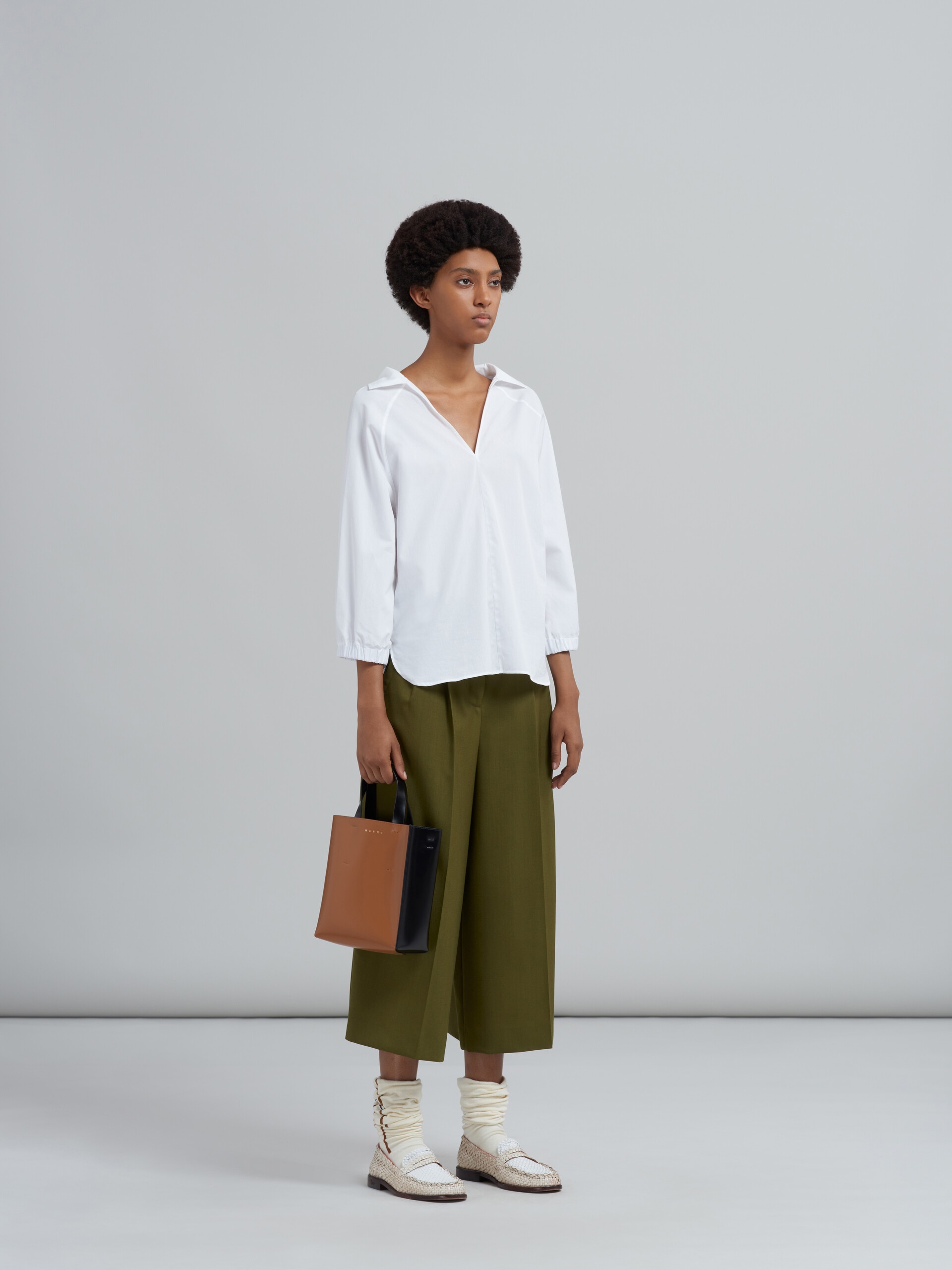WHITE COTTON POPLIN BLOUSE - 5