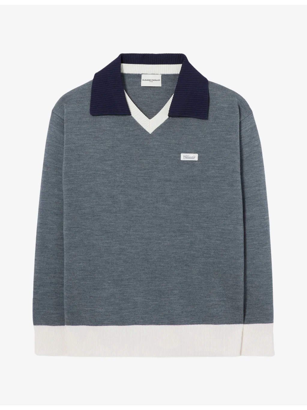 Layered-Collar Branded-Patch Wool-Blend Jumper - 1