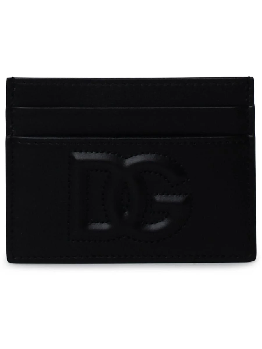 DOLCE & GABBANA BLACK LEATHER CARD HOLDER - 1