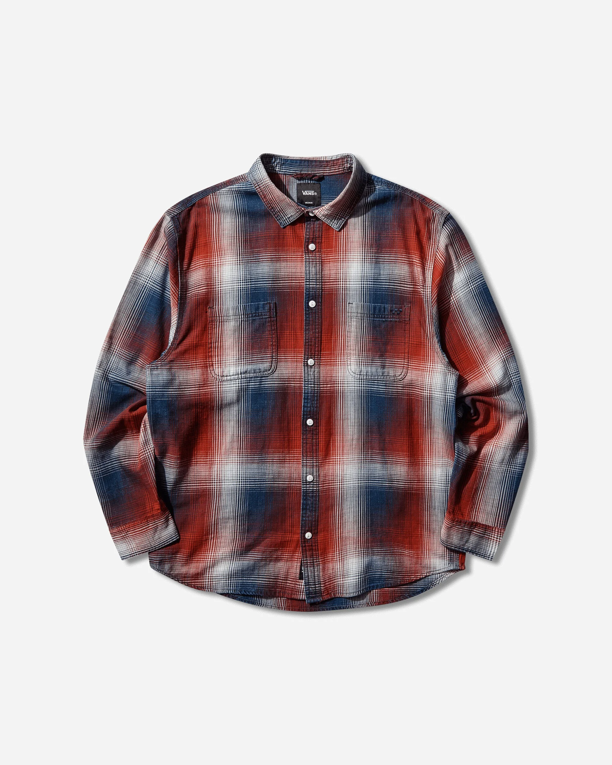 Men's Indigo Plaid Longsleeve Shirt Racing Red - 1