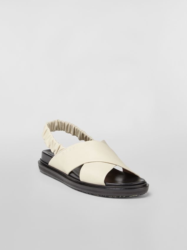 CRISS-CROSS FUSSBETT IN WHITE NAPPA LEATHER WITH STRETCH SLINGBACK - 2