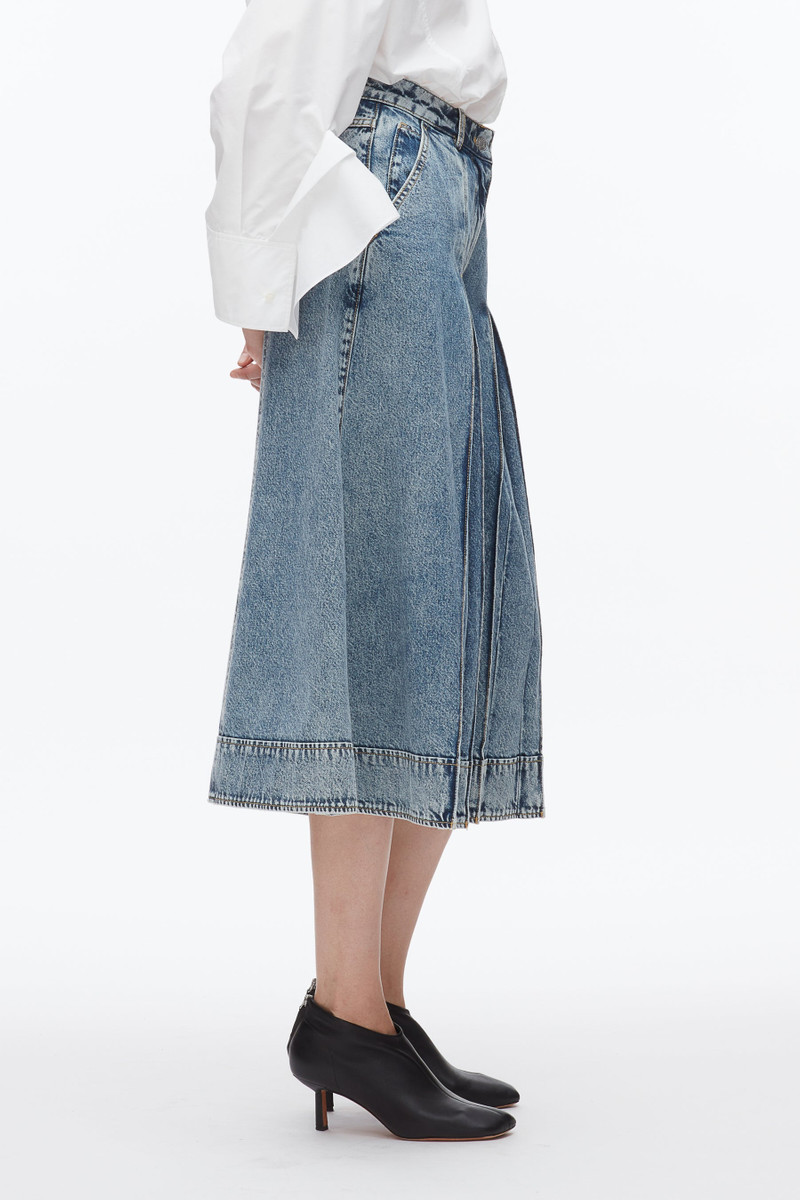 Pleated Denim Culottes 4