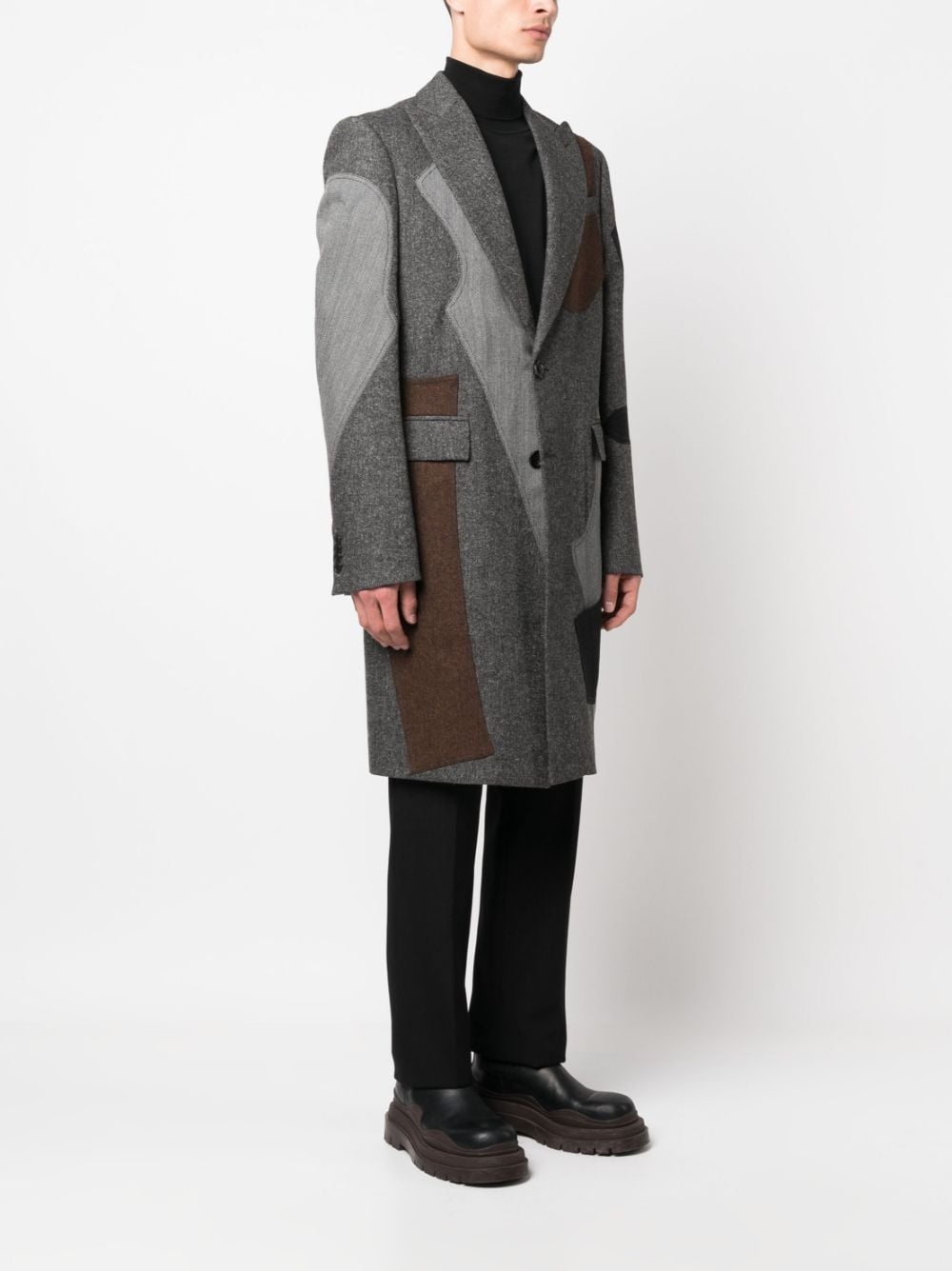 panelled single-breasted trench coat - 3