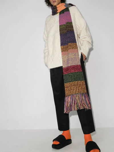 The Elder Statesman striped fringe cashmere scarf outlook