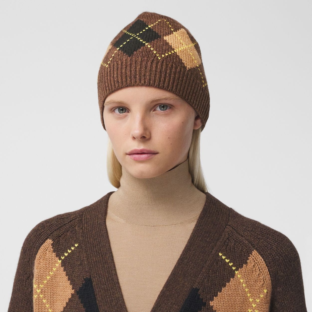 Argyle Intarsia Wool Cashmere Beanie - 3