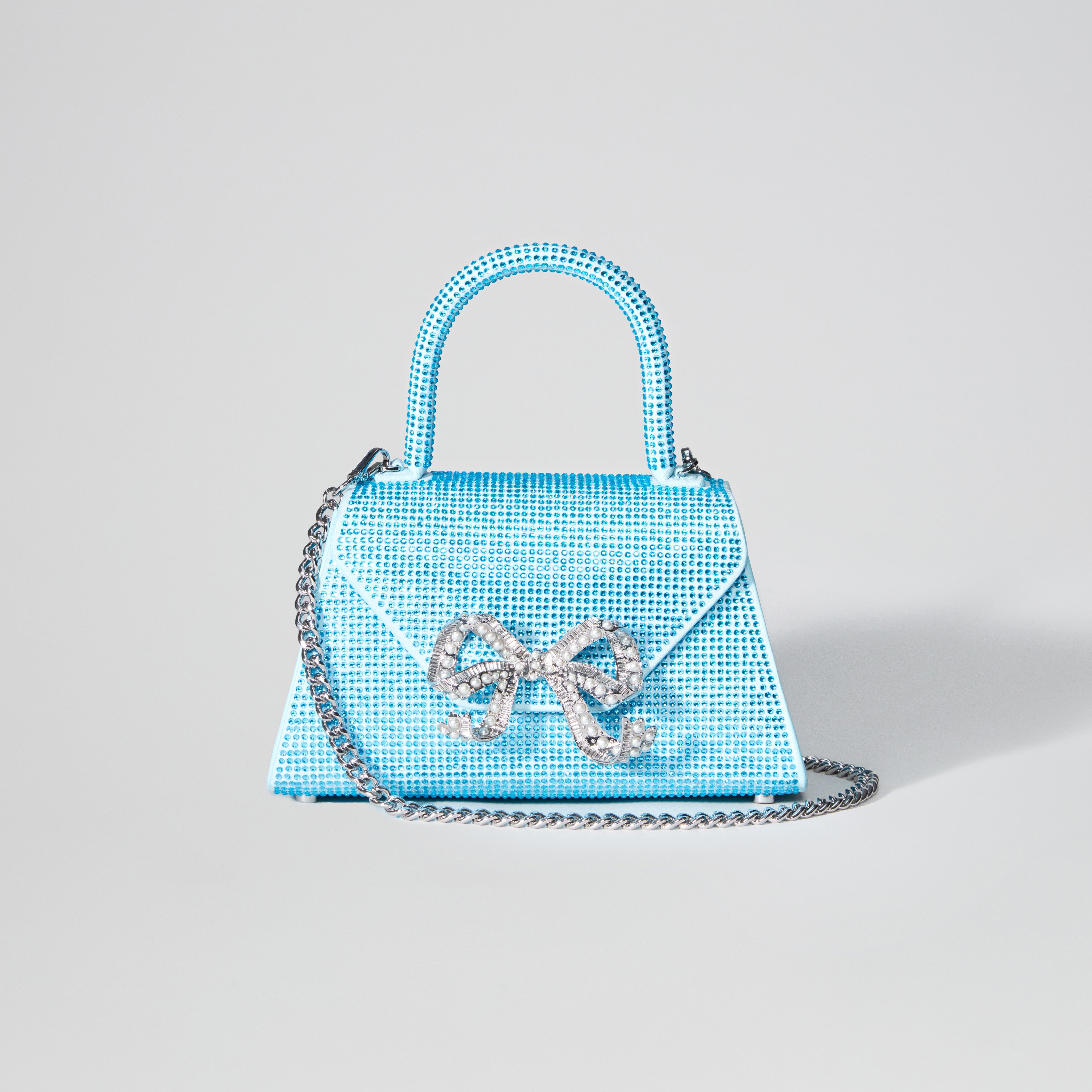 Blue Rhinestone Bow Envelope Mini Bag - 4