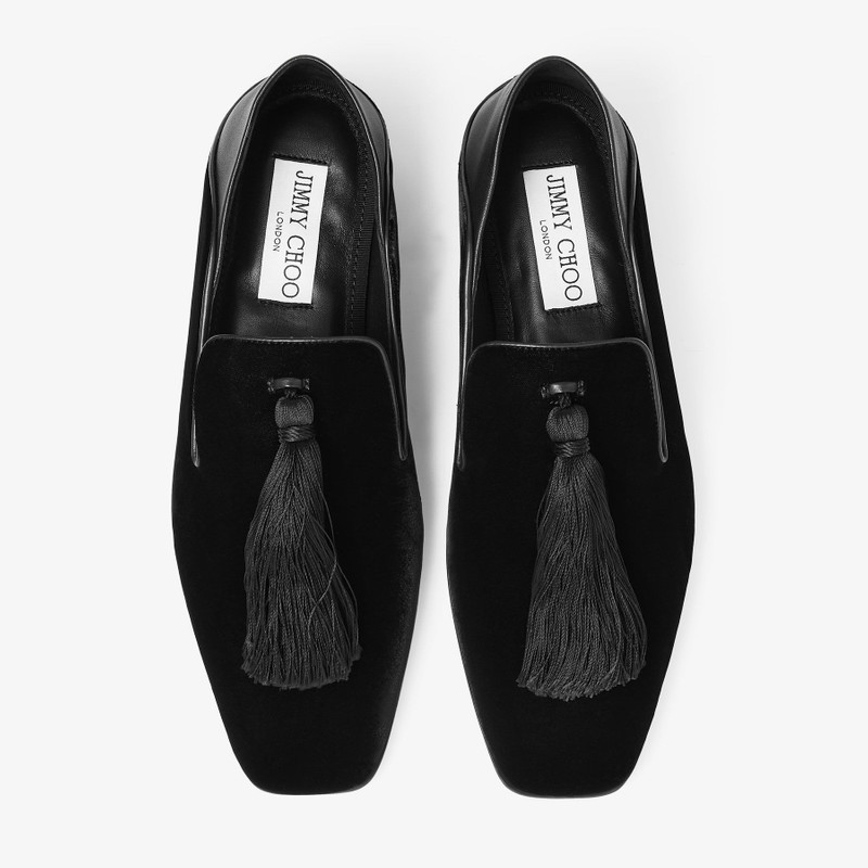 Eliot Slipper Black Velvet Slippers with Tassel 4