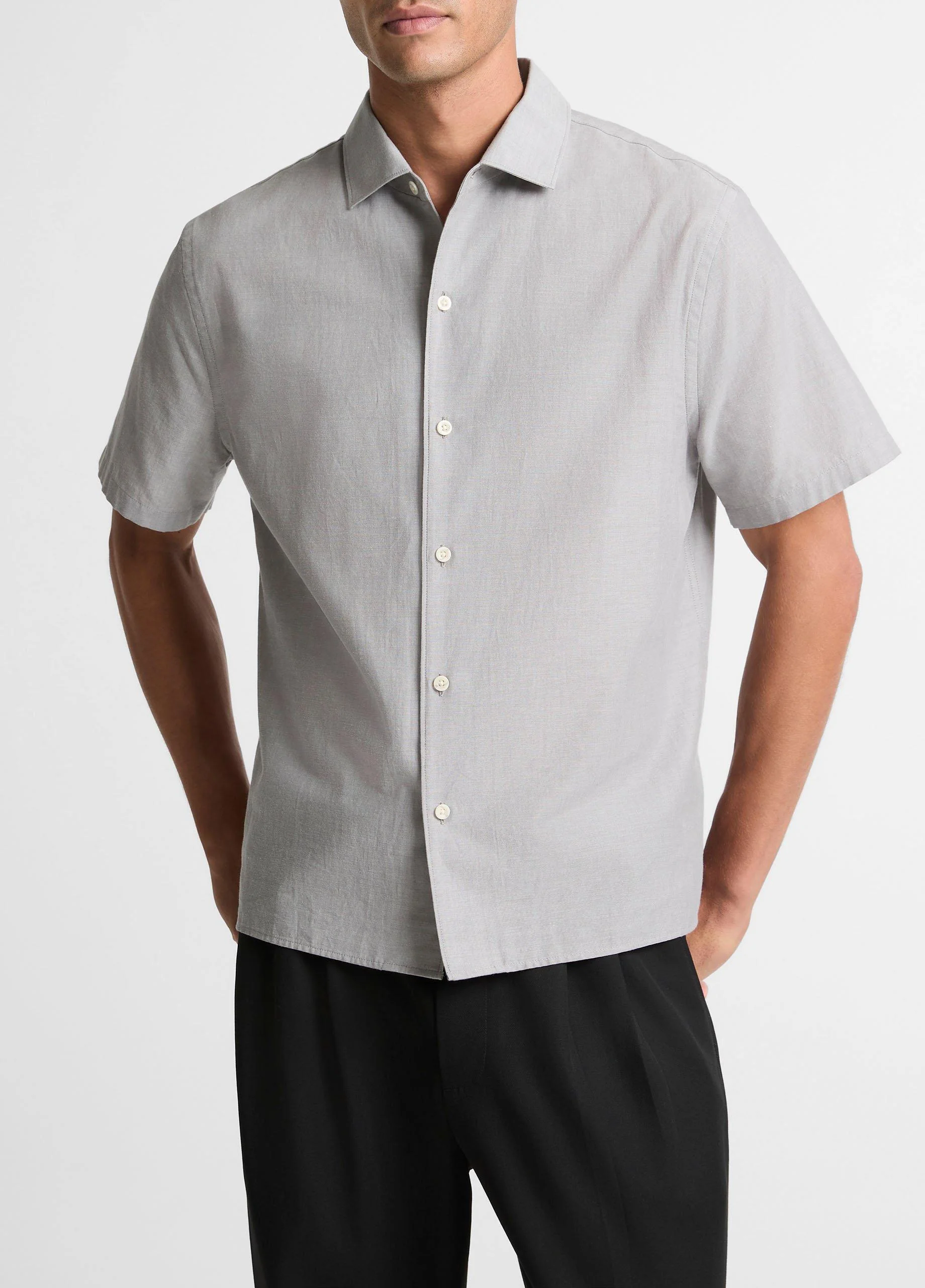 Cotton Short-Sleeve Button-Front Shirt - 1