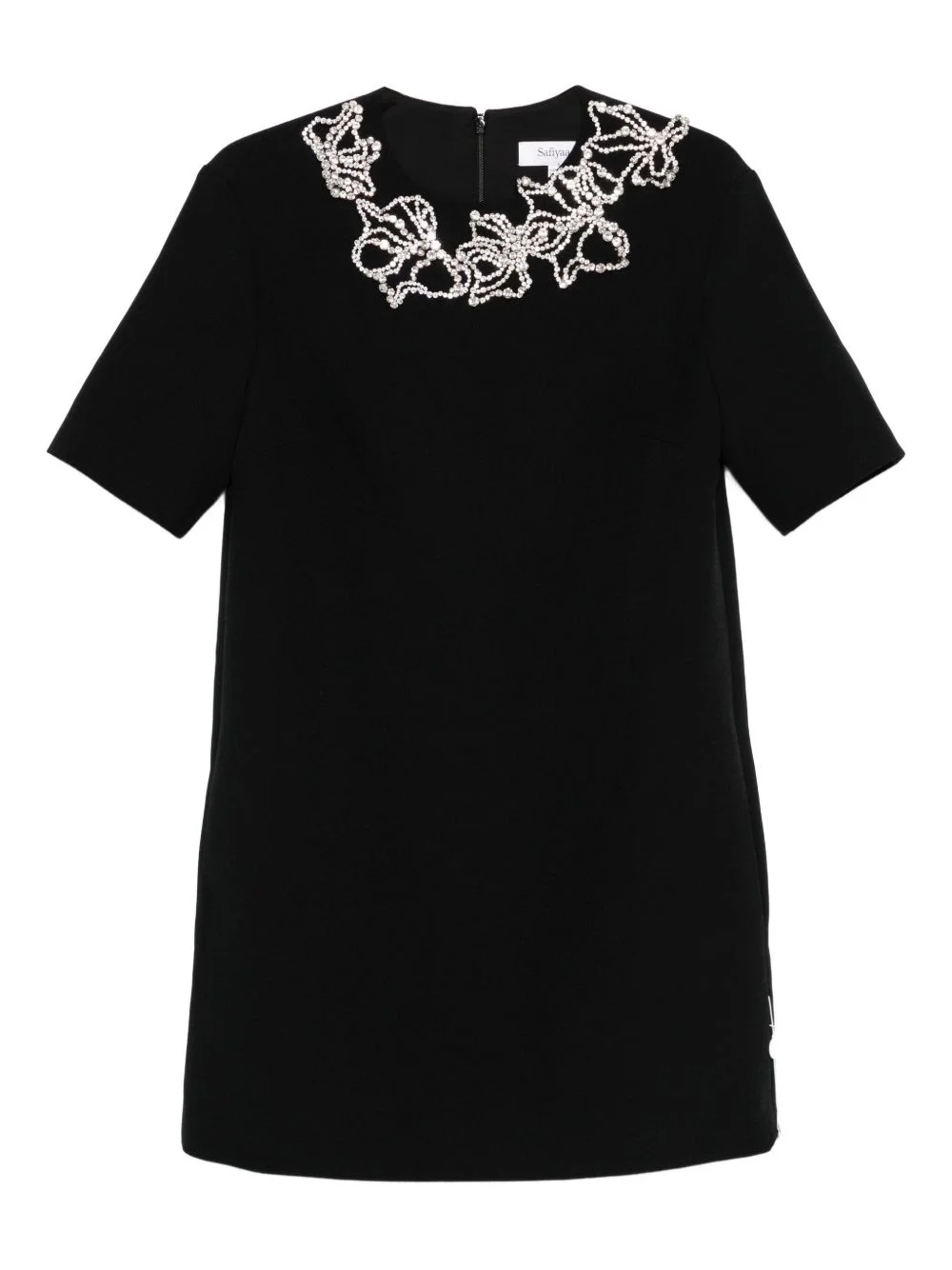 embellished short-sleeved mini day dress - 1