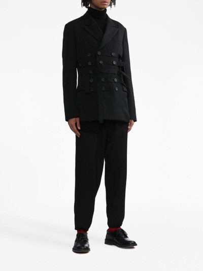 Yohji Yamamoto logo-patch wool trousers outlook