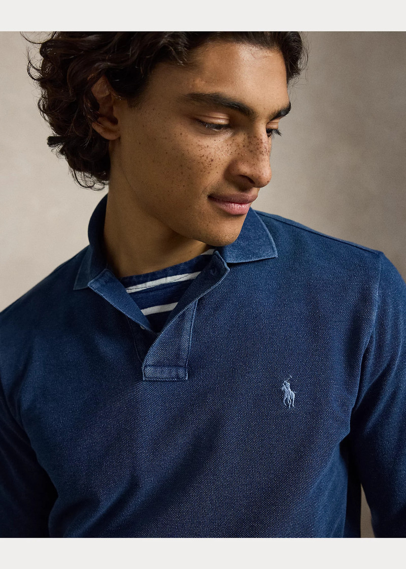 Custom Slim Fit Indigo Mesh Polo Shirt 5