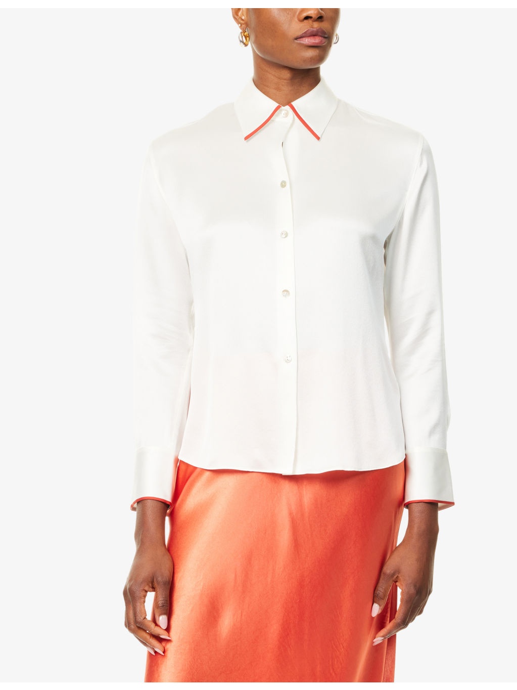 Contrast-Trims Regular-Fit Silk Shirt - 3