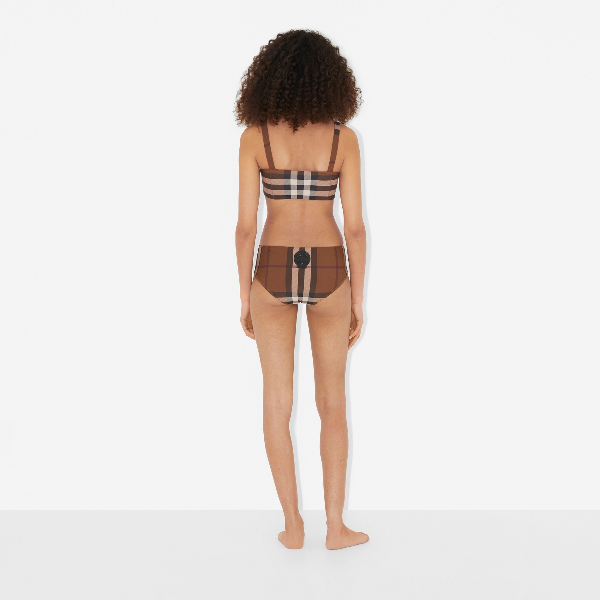 Check Stretch Nylon Square Neck Bikini - 4