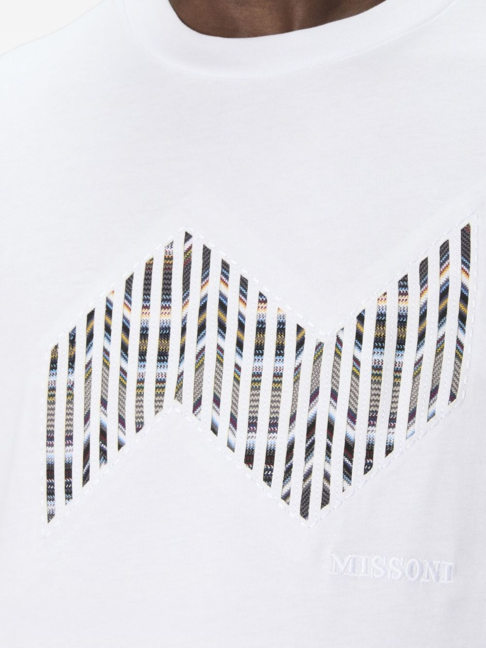 zig-zag pattern logo-embroidered T-shirt - 4